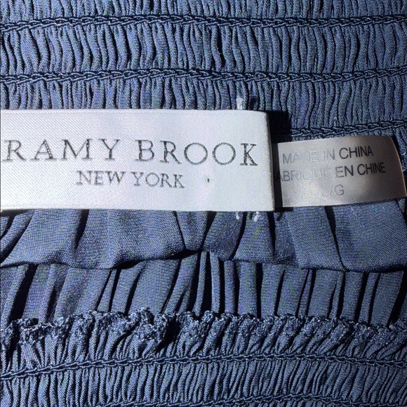 Ramy Brook Jessica Off the Shoulder Drop Waist Asymmetrical Dress Navy Size L - Picture 6 of 7